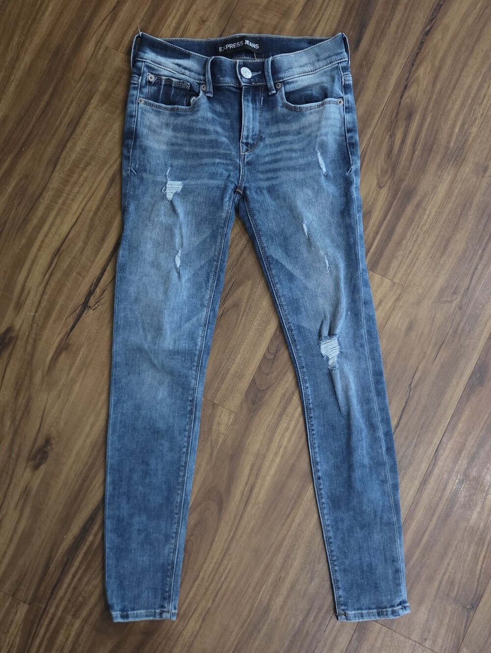 Express Jeans Mia Mid Rise Distressed Skinny Jeans Size 0R